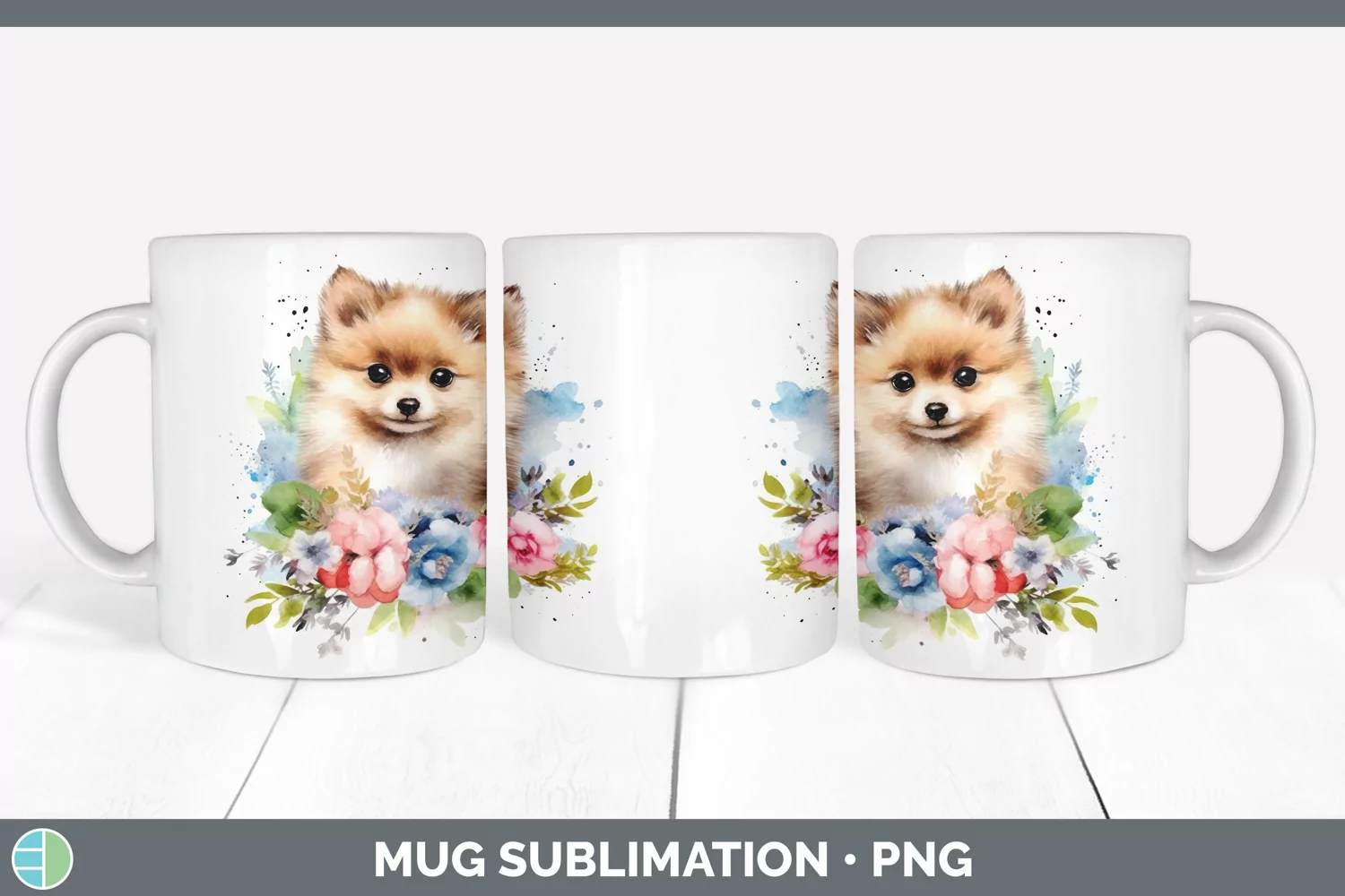 GorgeousCartoon Watercolor Mug Wrap design.