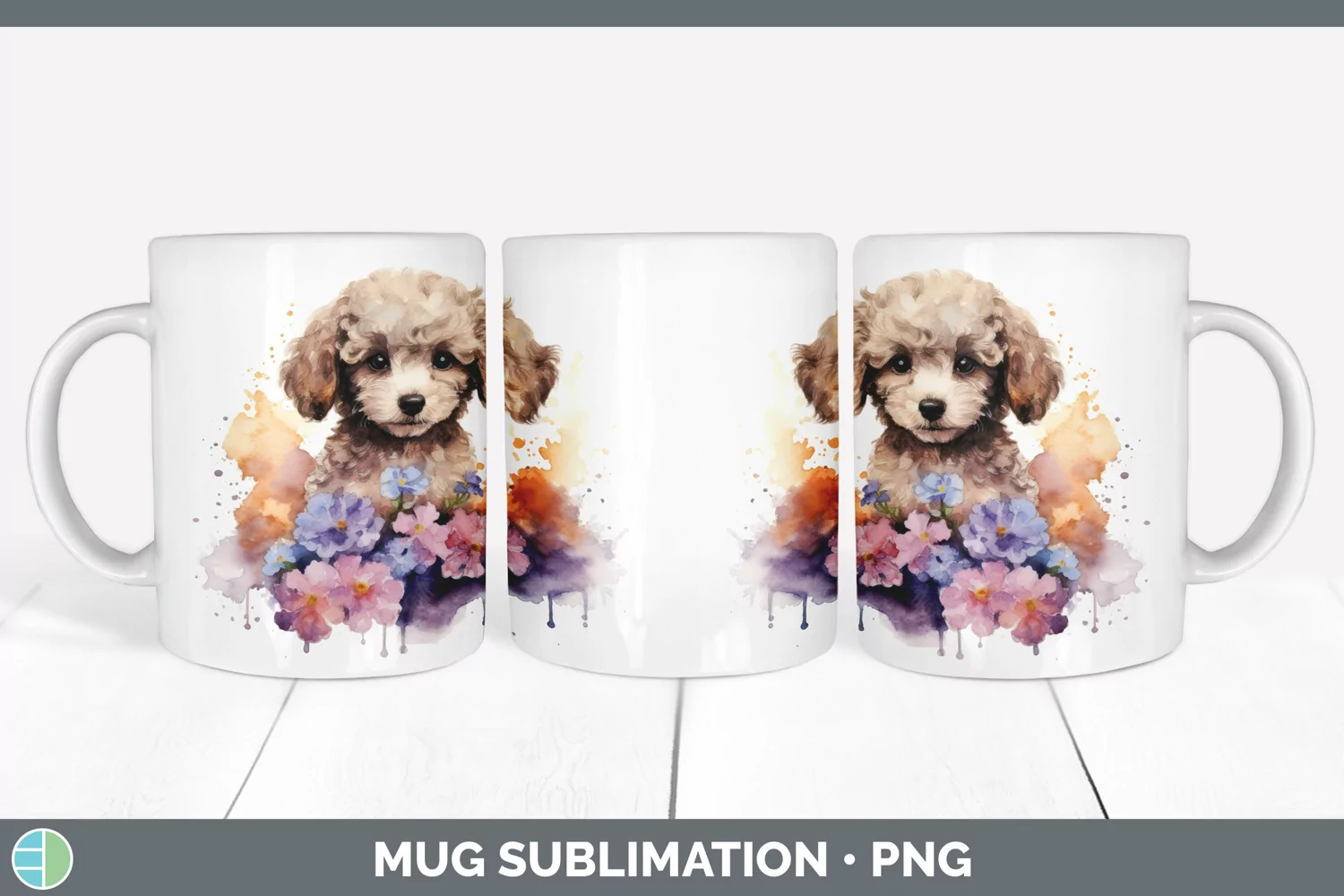 GorgeousCartoon Watercolor Mug Wrap design.