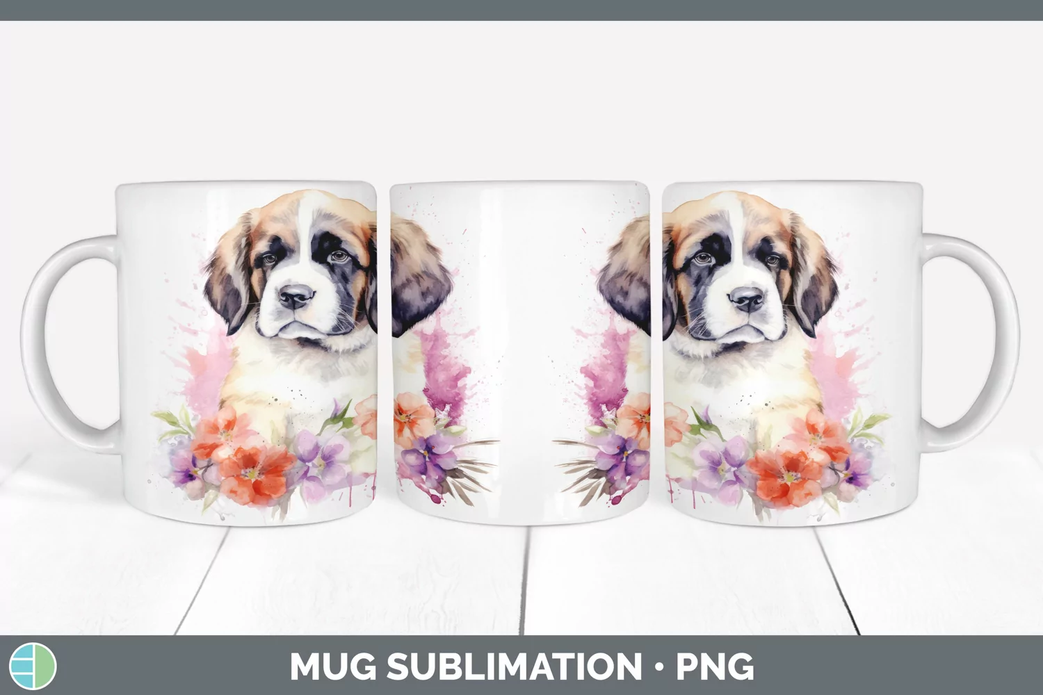 GorgeousCartoon Watercolor Mug Wrap design.