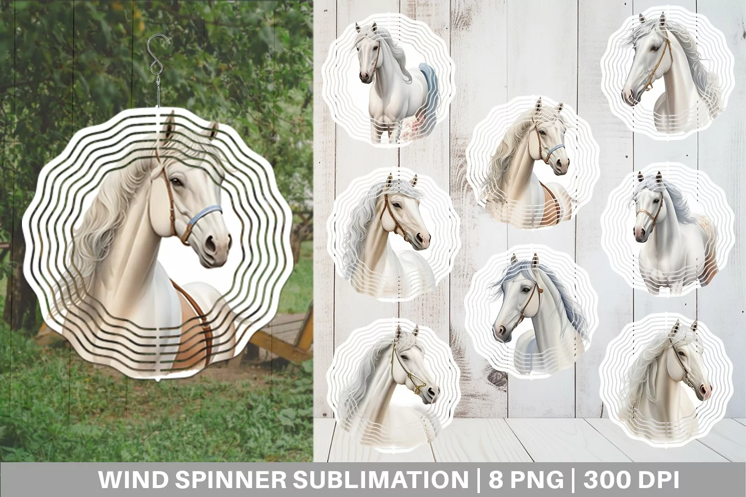 Caspian Horse Watercolor Wind Spinner | Sublimation Spinner product image 1