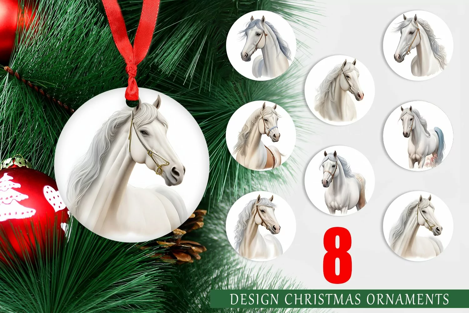 Christmas Ornaments Caspian Horse Watercolor product image 1