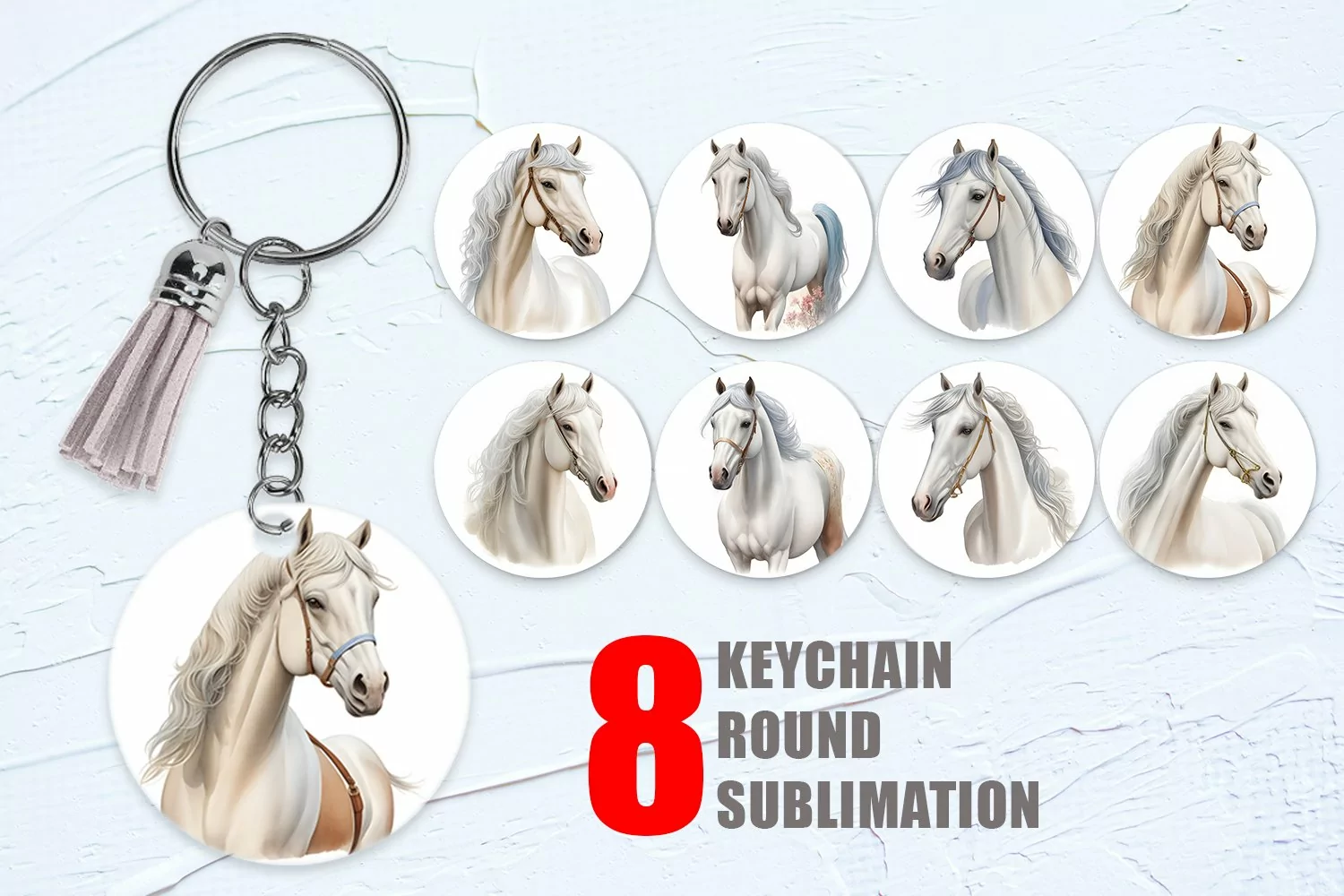 Caspian Horse Watercolor Keychain | Keyring product image 1
