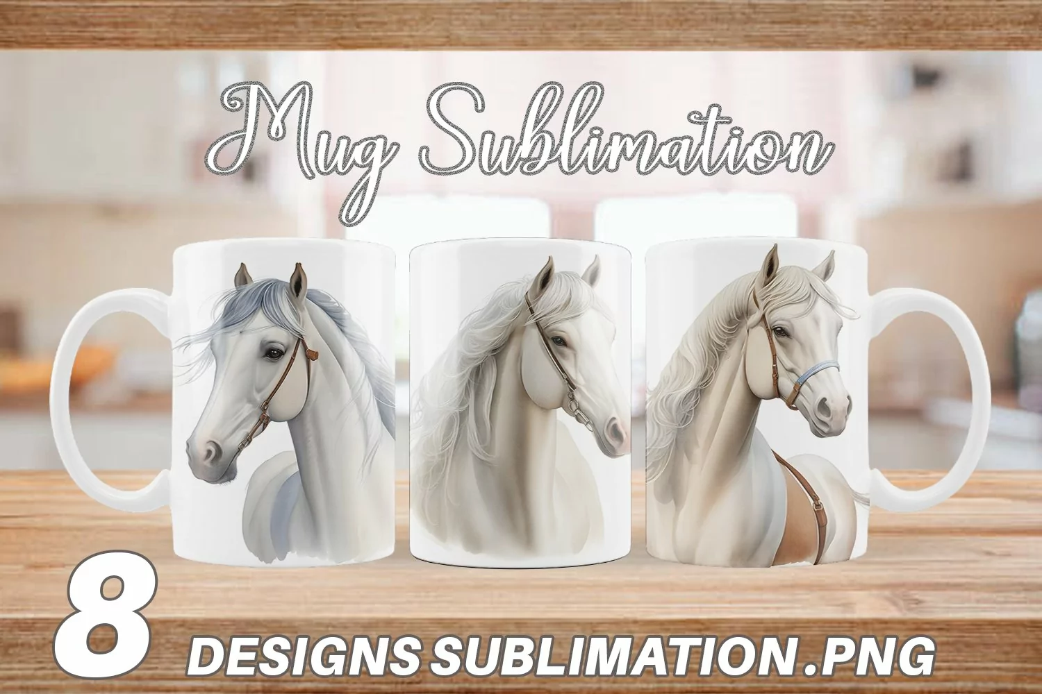 Caspian Horse Watercolor | Mug sublimation design product image 1