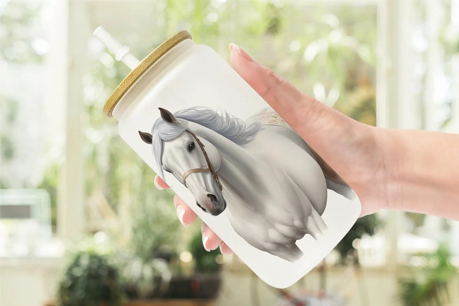 Caspian Horse Watercolor Glass Can Wraps product image 1