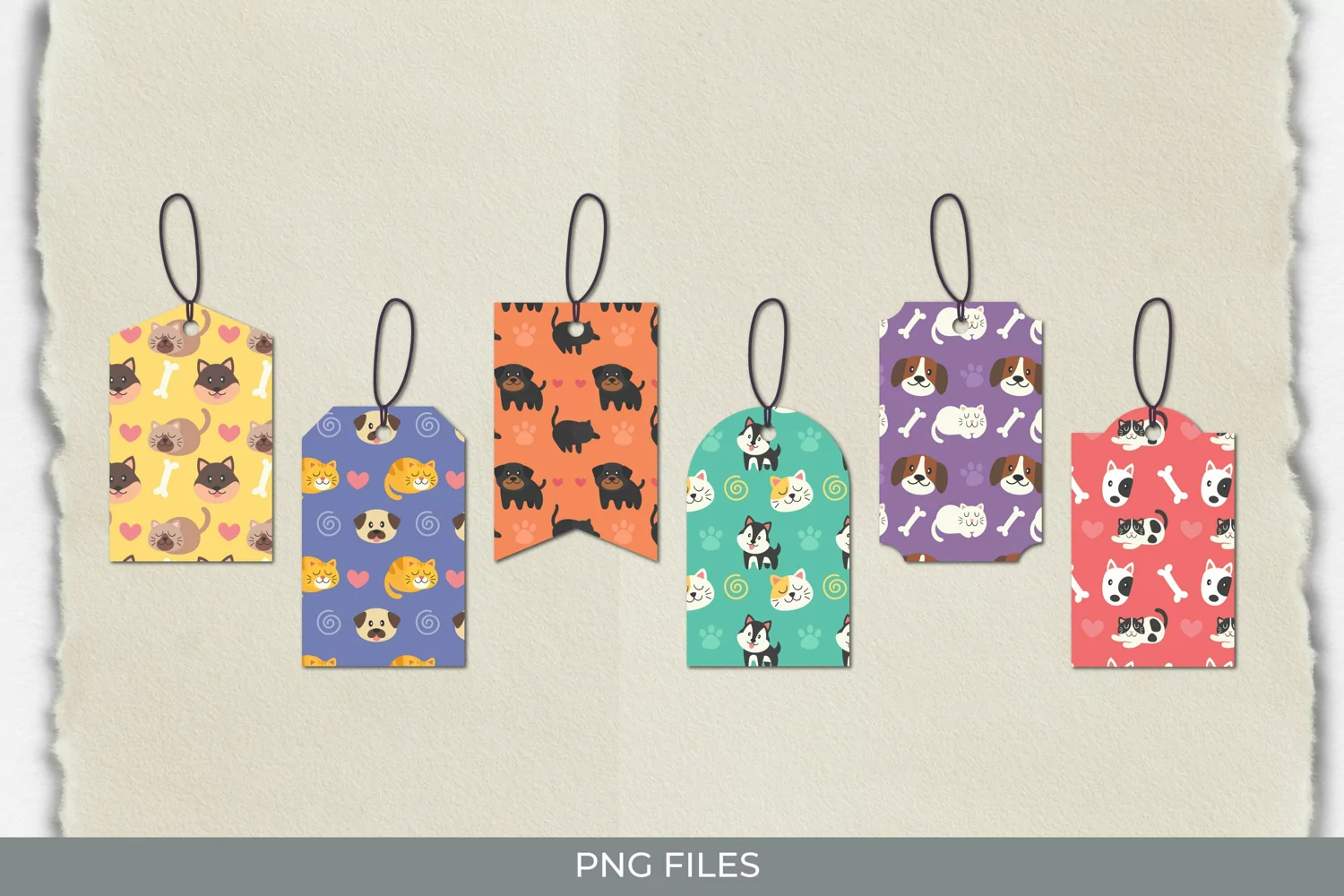 Cat and Dog Seamless Pattern Shaped Tags product image 1