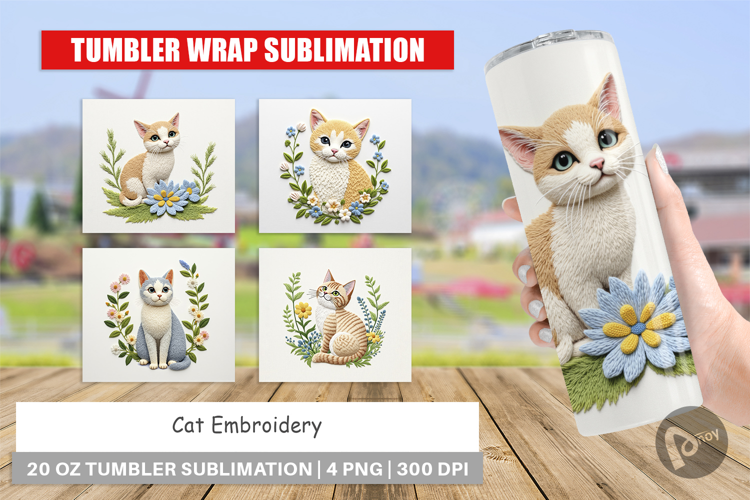 Tumbler Cat Embroidery product image 1