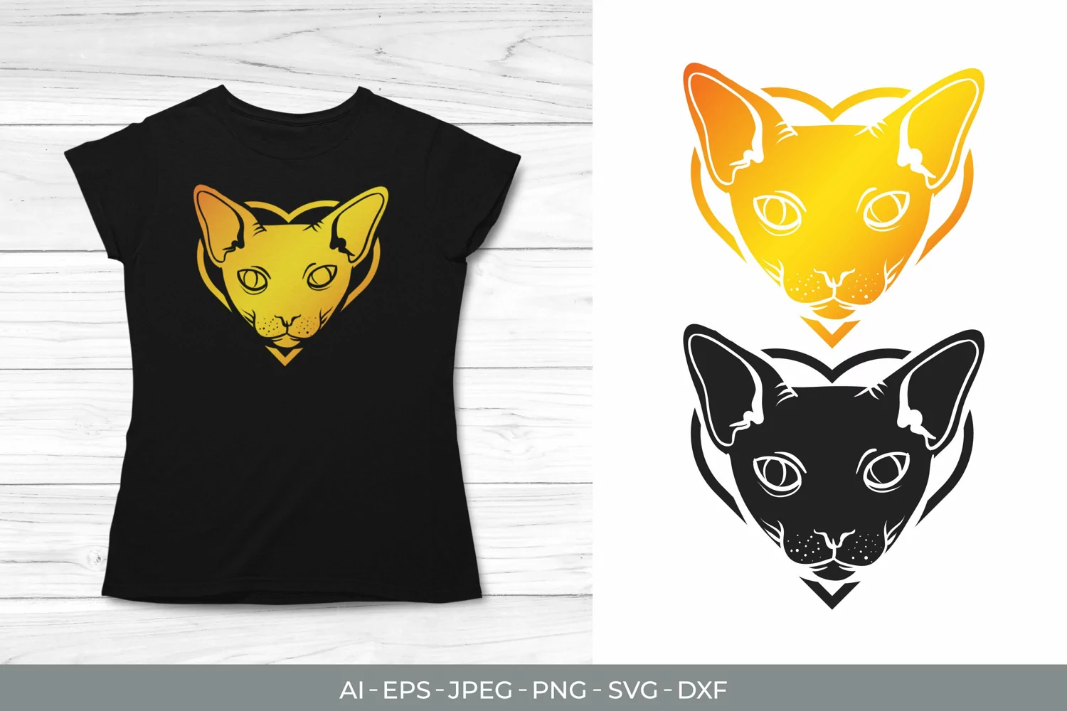 Cat in Heart with Gradient Color SVG product image 1