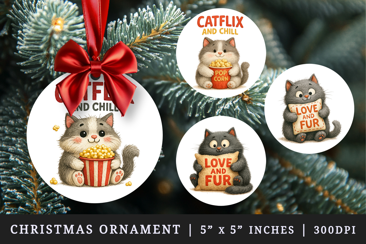 Cat Lover round ornaments sublimation design product image 1
