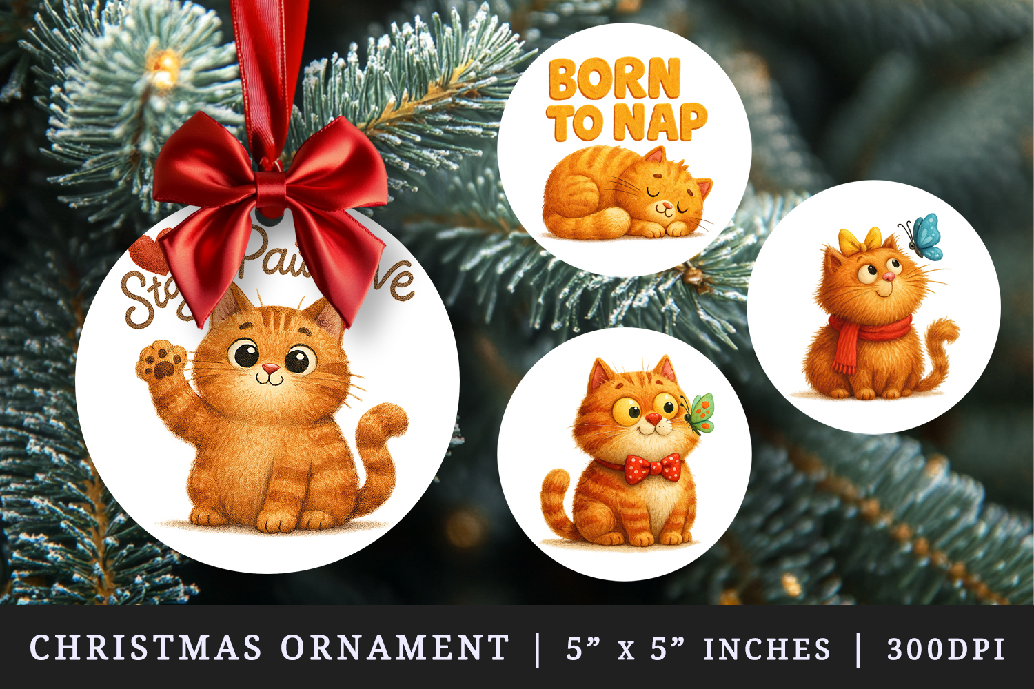 Cat Lover round ornaments sublimation design product image 1