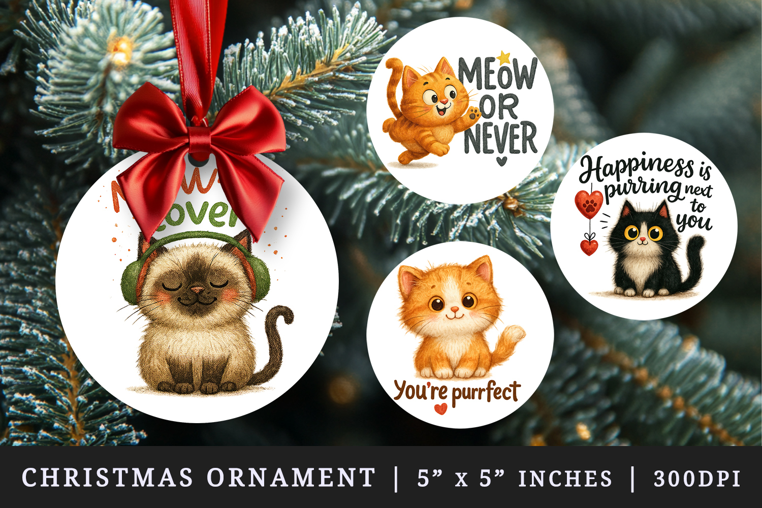 Cat Lover round ornaments sublimation design product image 1