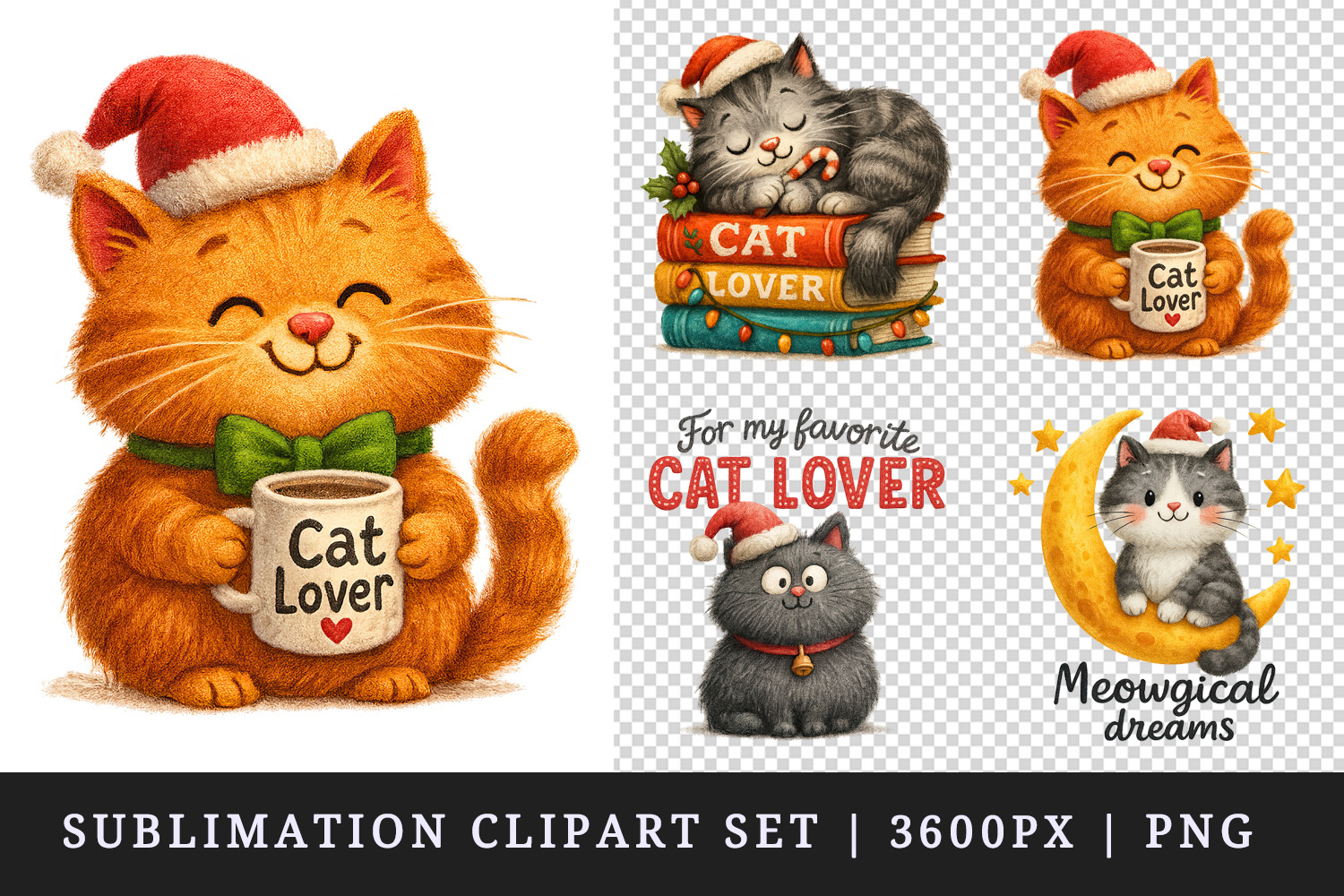 Cat Lover clipart printable sublimation design png product image 1