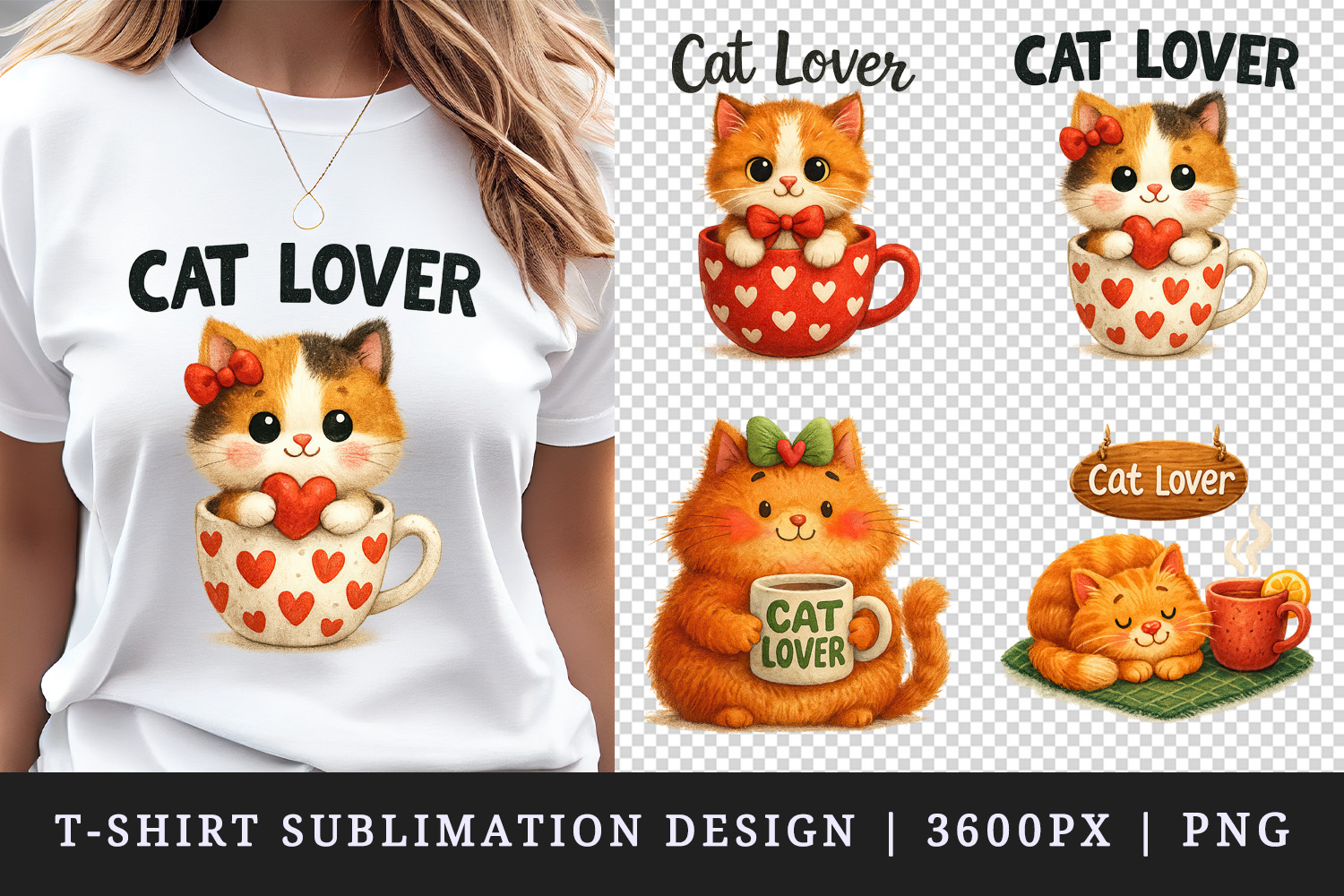 Cat Lover t-shirt printable sublimation design png product image 1