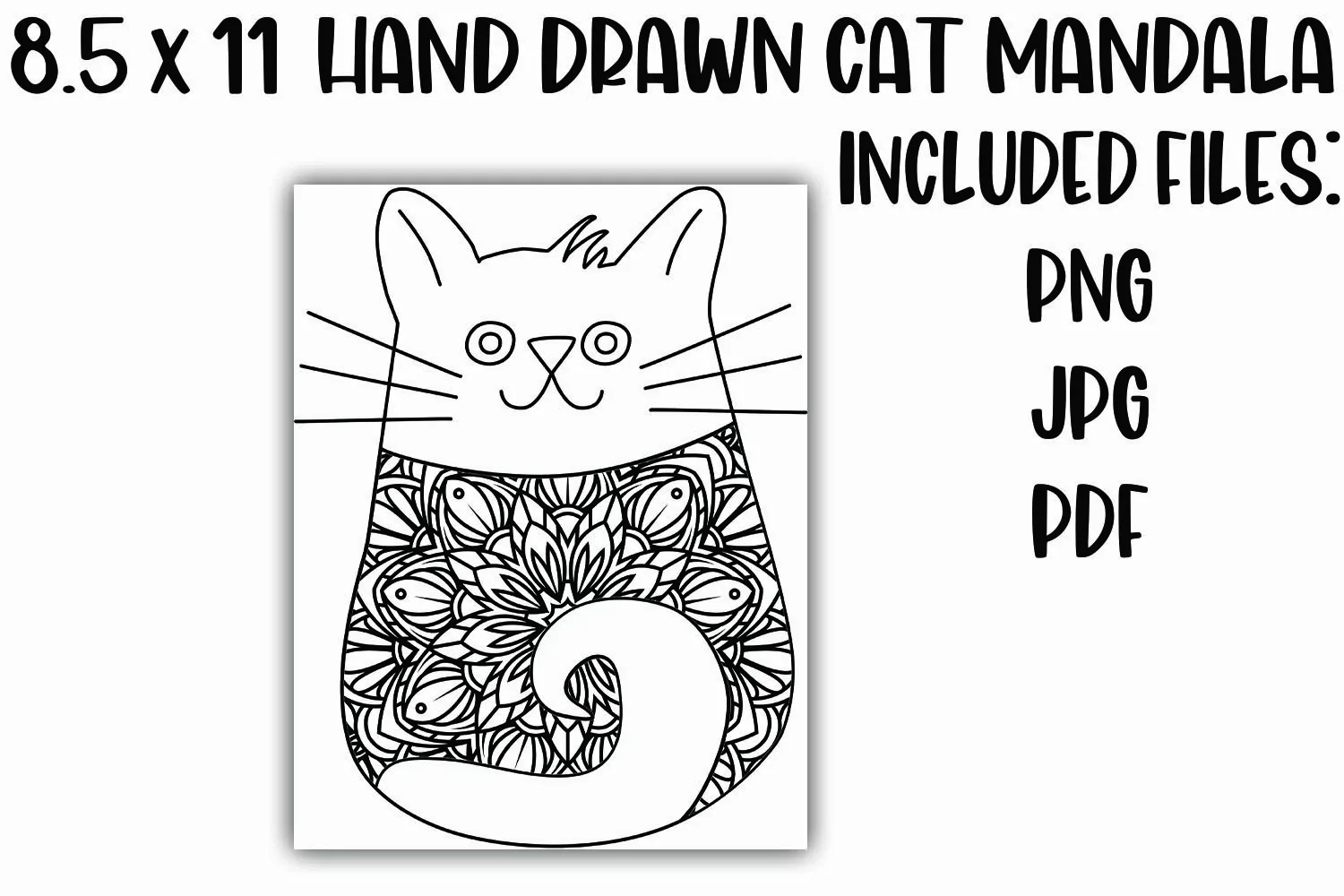 Printable and Downloadable Cat Mandala Coloring Sheet product image 1
