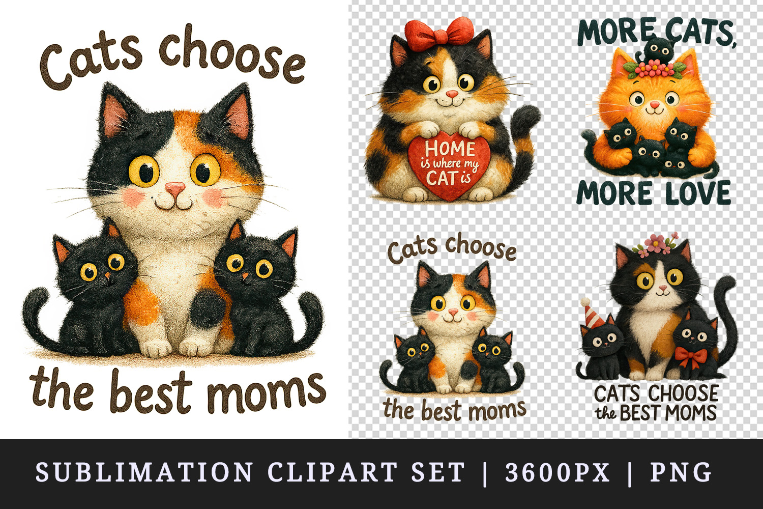 Cat Mom clipart printable sublimation design png product image 1
