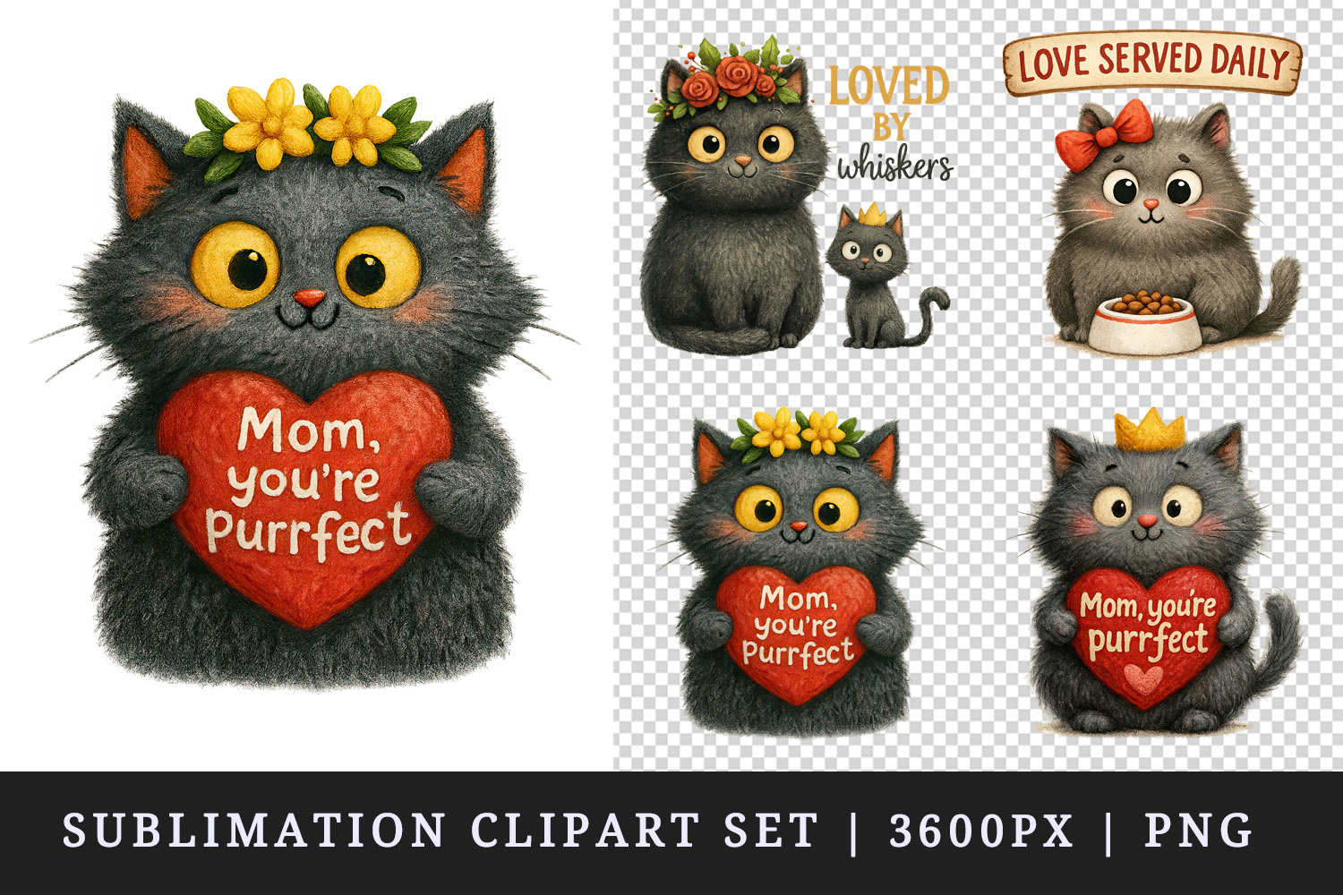 Cat Mom clipart printable sublimation design png product image 1