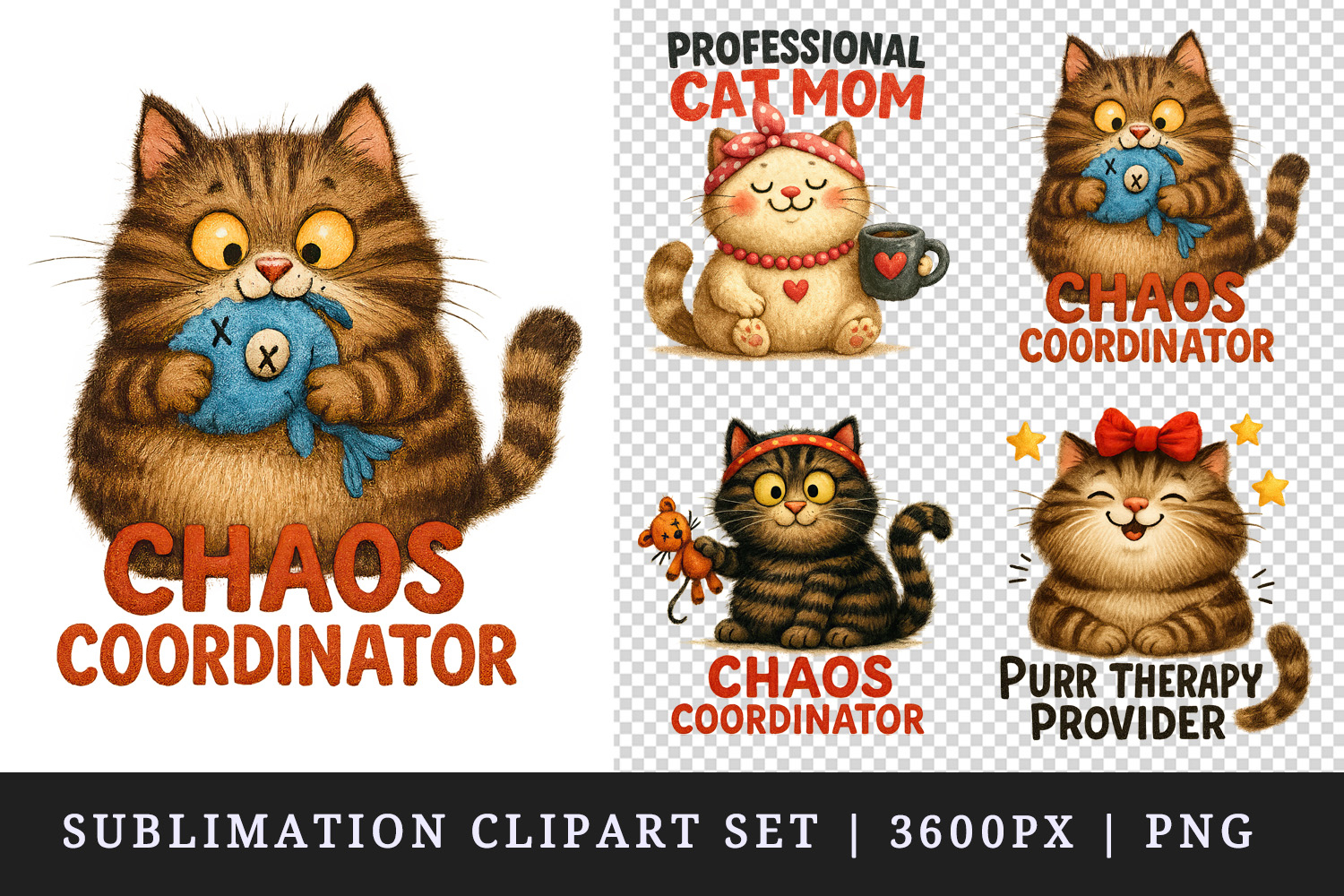 Cat Mom clipart printable sublimation design png product image 1