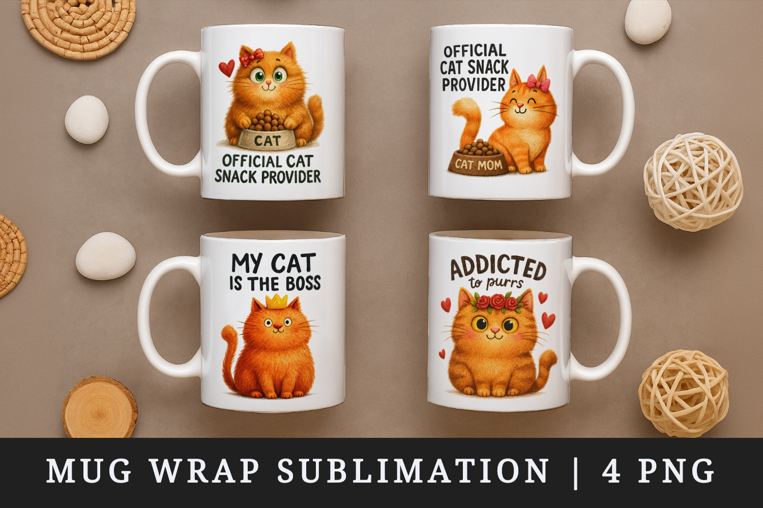 Cat Mom mug wrap printable sublimation design product image 1