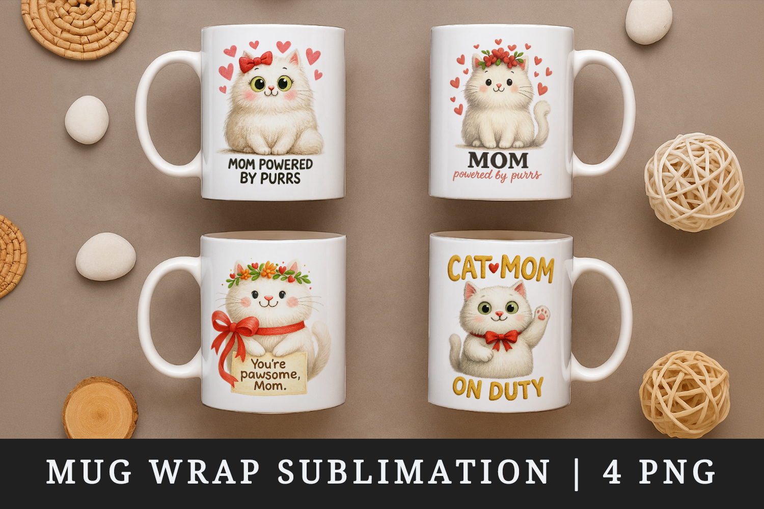 Cat Mom mug wrap printable sublimation design product image 1