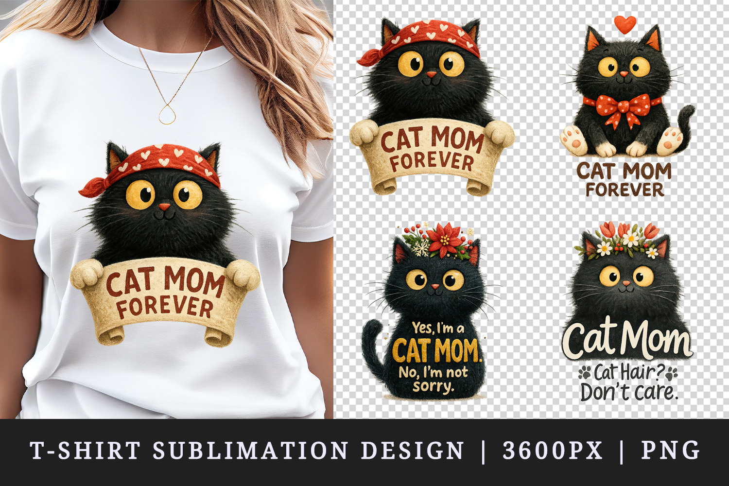 Cat Mom t-shirt printable sublimation design png product image 1