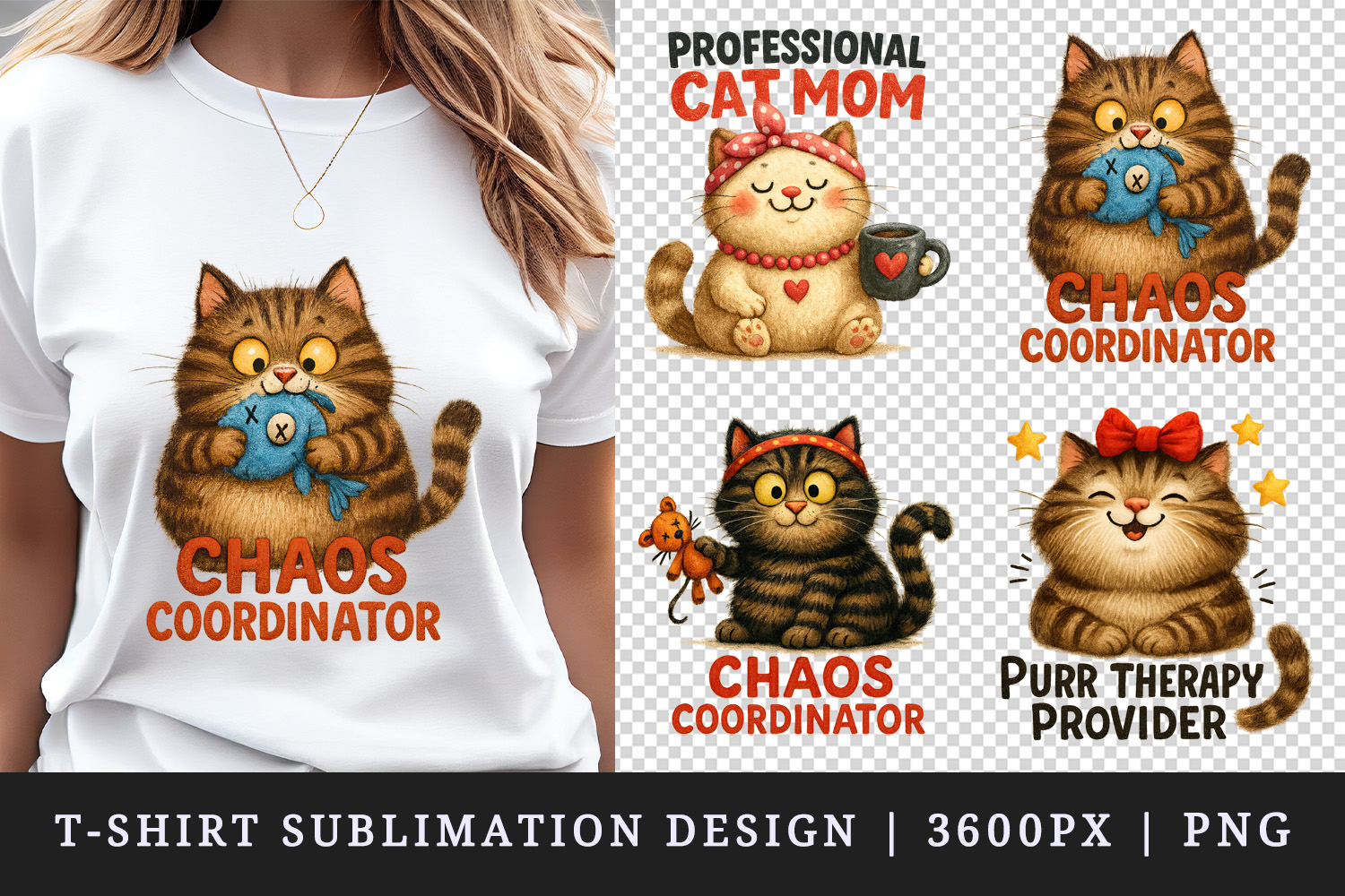 Cat Mom t-shirt printable sublimation design png product image 1