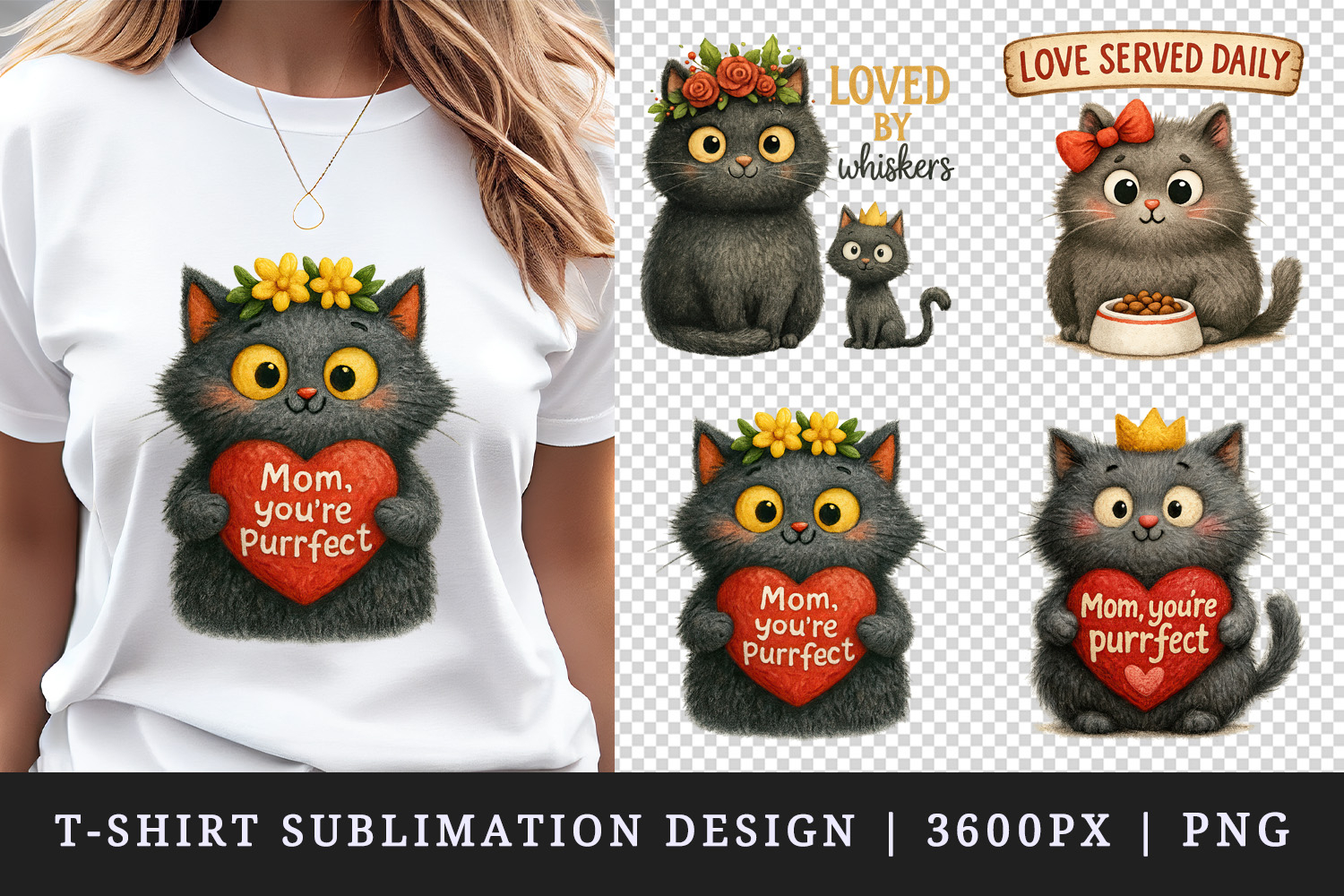 Cat Mom t-shirt printable sublimation design png product image 1