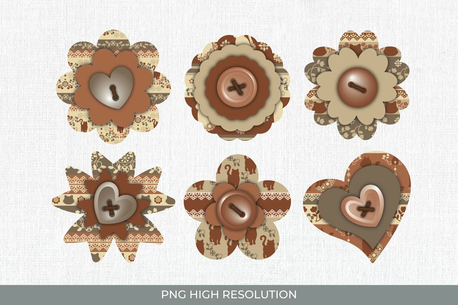 Cat Vintage Button PNG product image 1