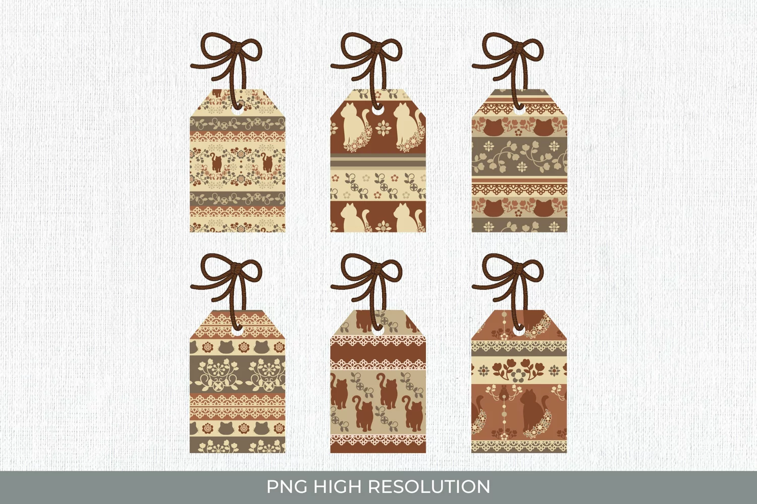 Cat Vintage Patterned Shaped Tag product image 1