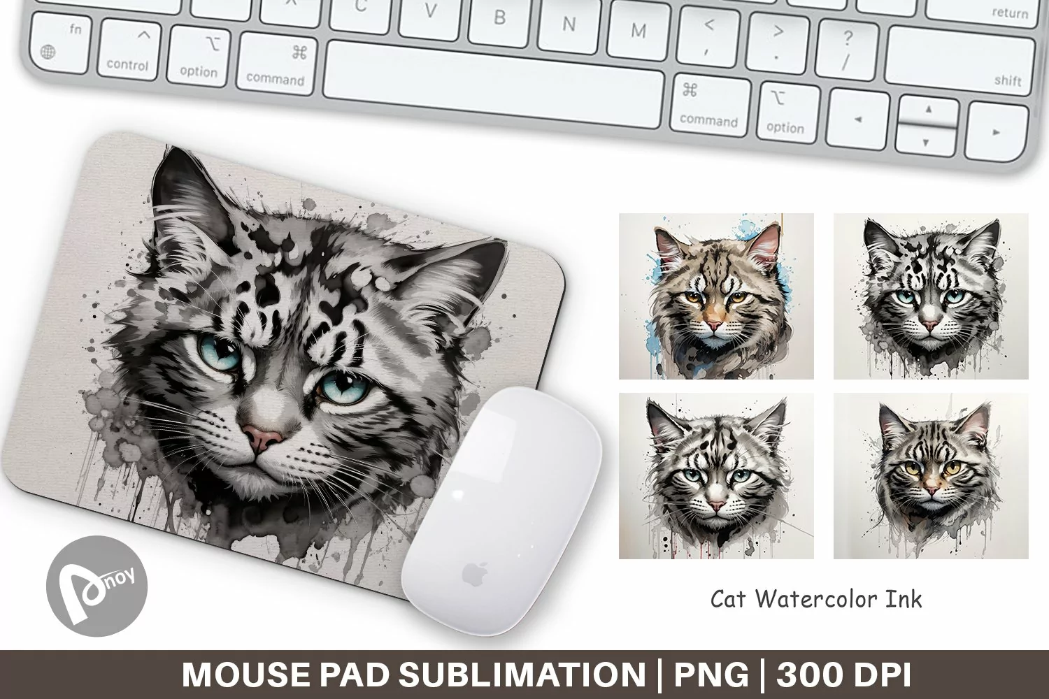 Mouse Pad Cat Watercolor Ink product image 1