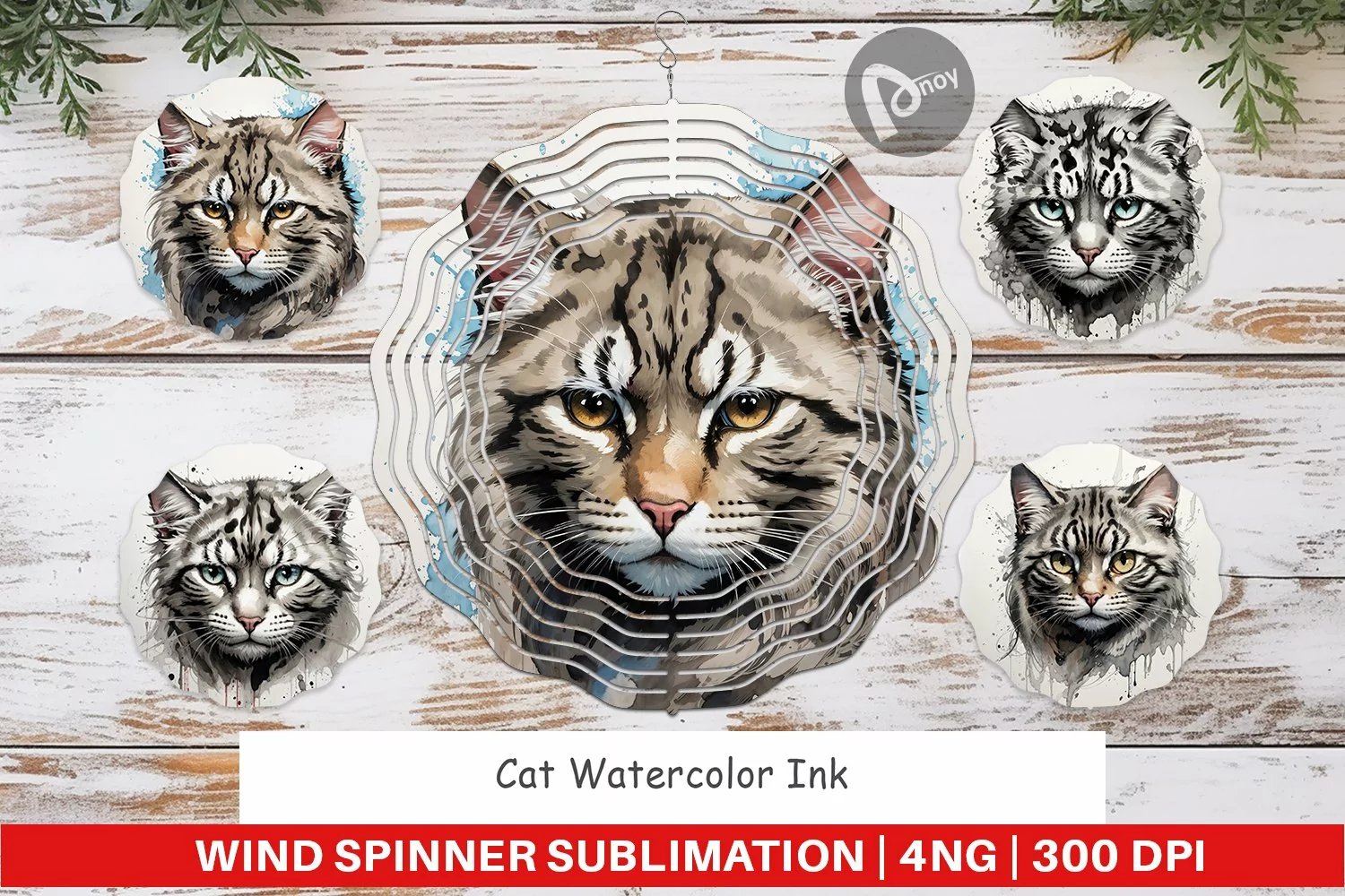 Wind Spinner Cat Watercolor Ink product image 1