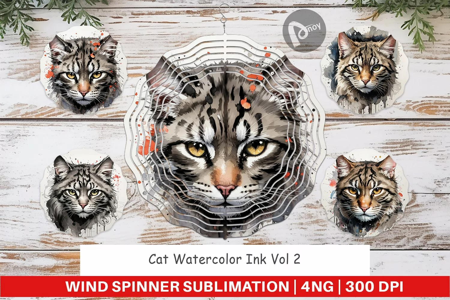 Wind Spinner Cat Watercolor Ink product image 1