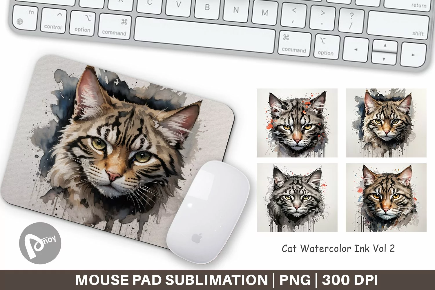 Mouse Pad Cat Watercolor Ink product image 1
