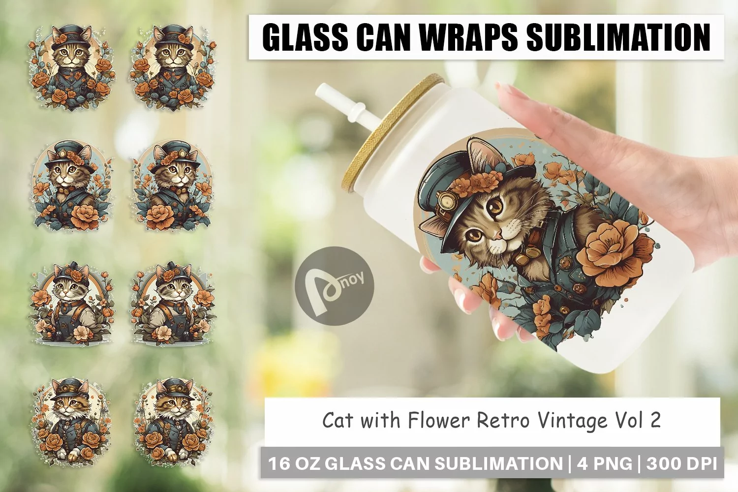 Glass Can Wraps Steampunk Cat product image 1