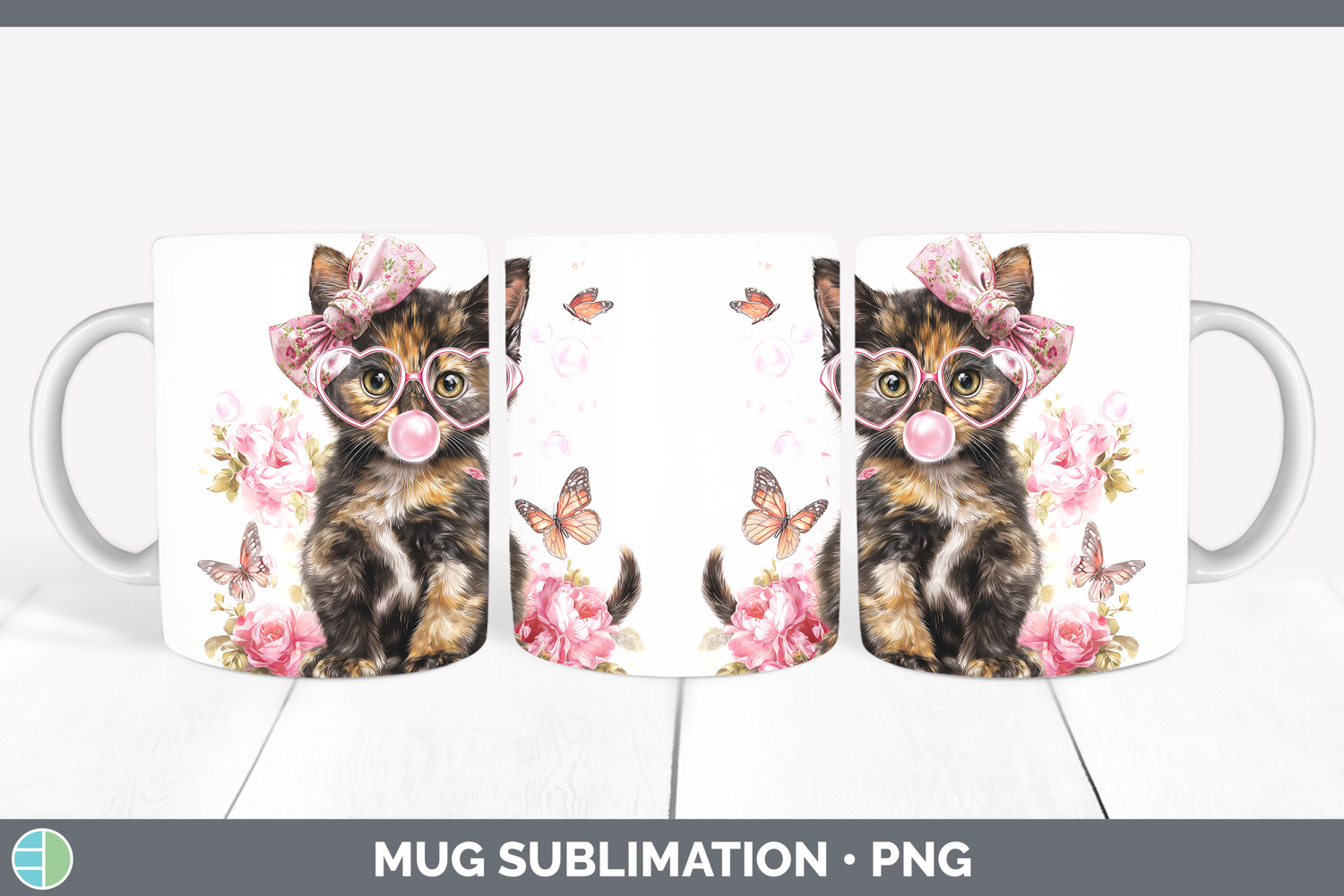 GorgeousCats Pink Bubble Gum Mug Wrap design.