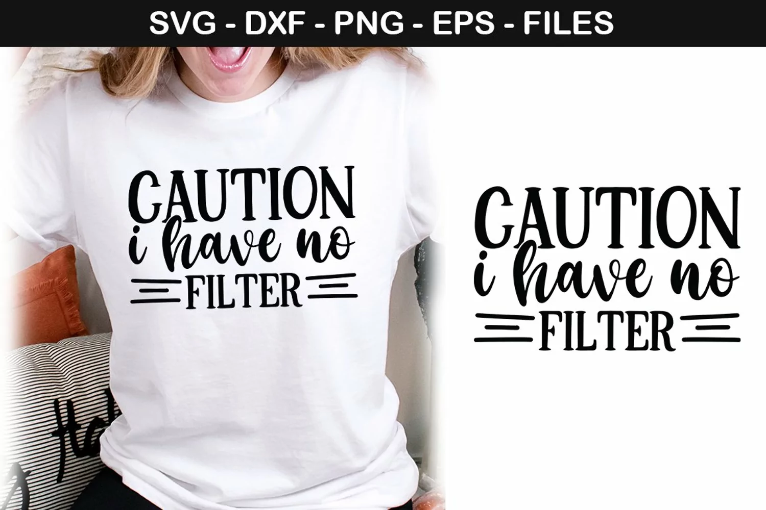 Caution i have no filter - Wine SVG T shirt Design product image 1