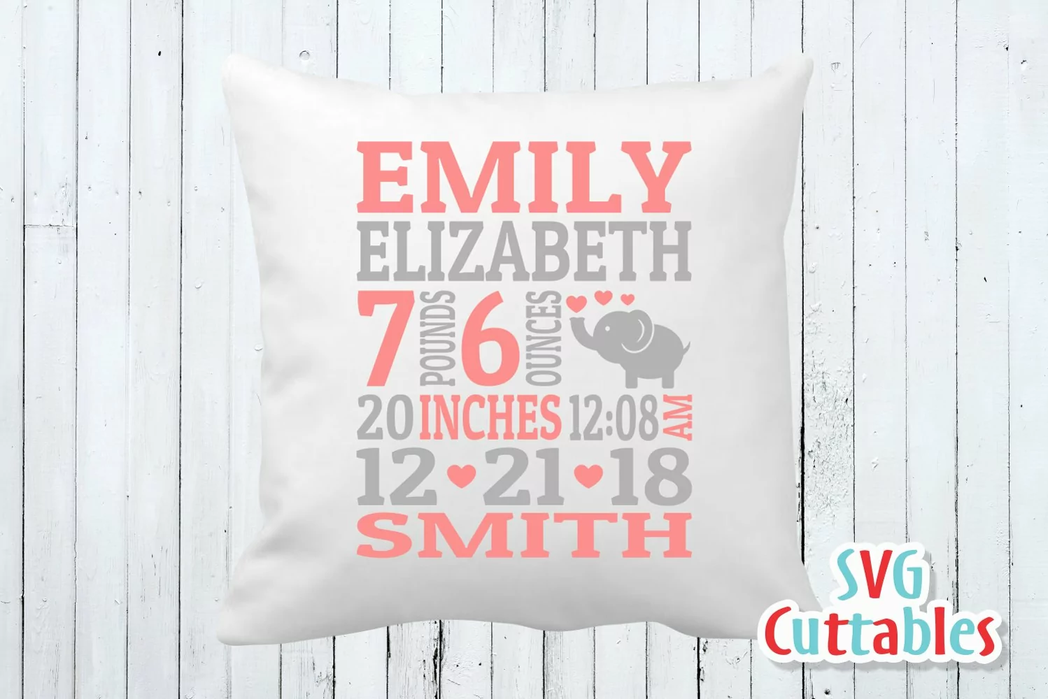 Baby Birth Announcement Template, SVG Cut File product image 1
