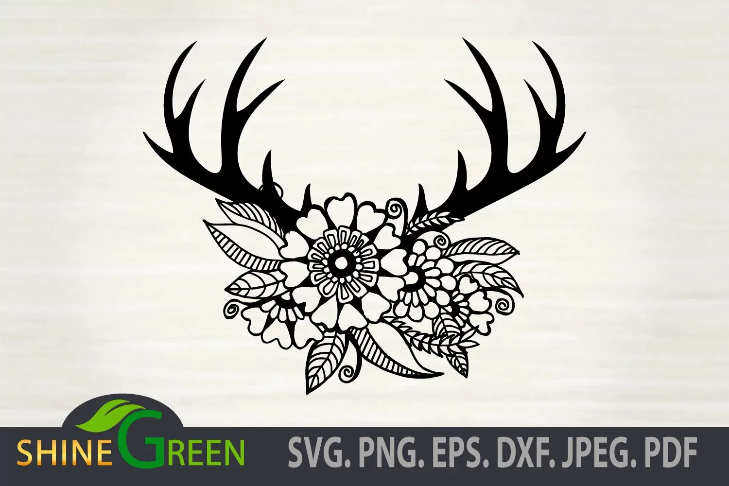 Christmas SVG - Floral Reindeer SVG Cut File product image 1