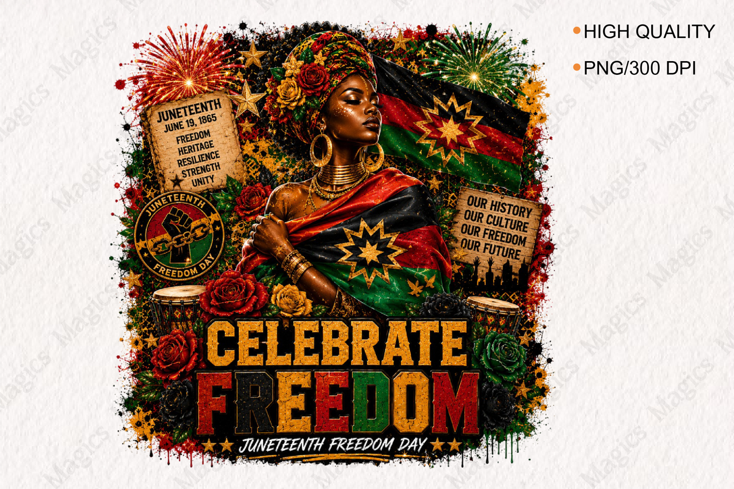 Celebrate Freedom Juneteenth PNG Design for African American product image 1