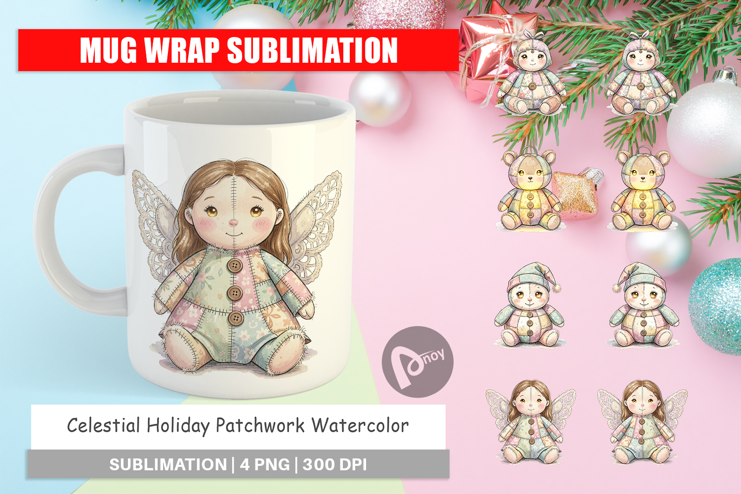 Celestial Holiday Patchwork Mug Wrap product image 1