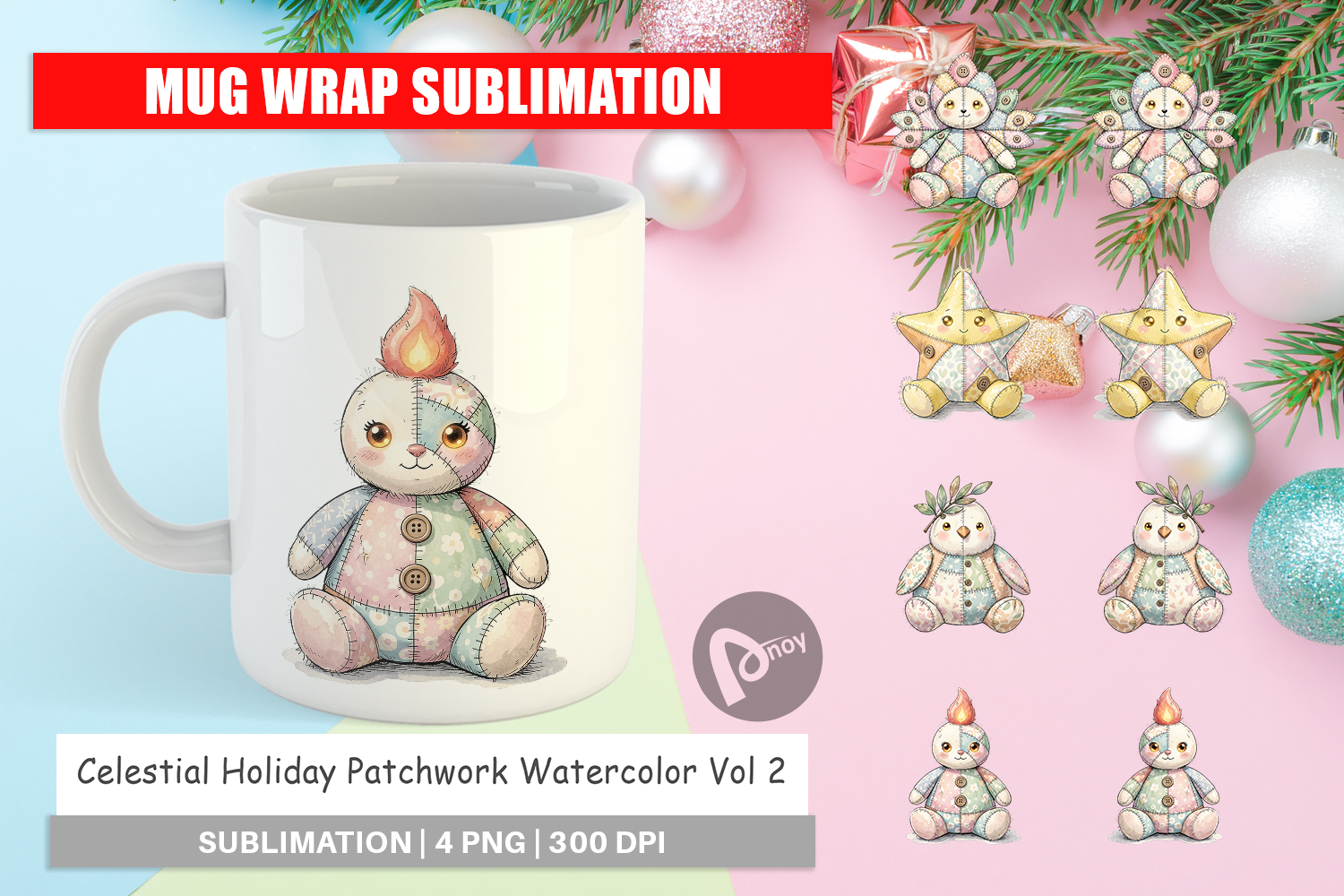 Celestial Holiday Patchwork Mug Wrap product image 1