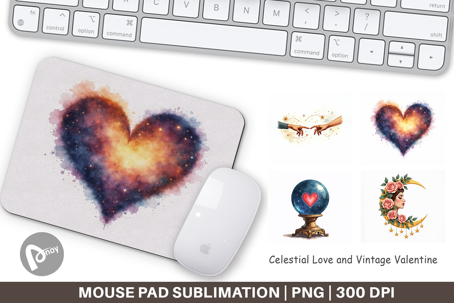 Celestial Vintage Valentine Mouse Pad product image 1