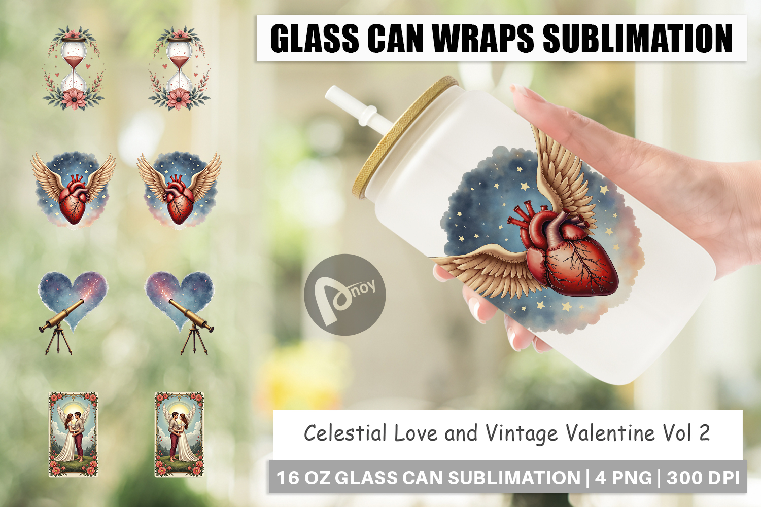 Celestial Vintage Valentine Glass Can product image 1