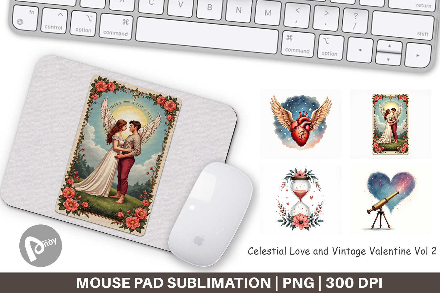 Celestial Vintage Valentine Mouse Pad product image 1
