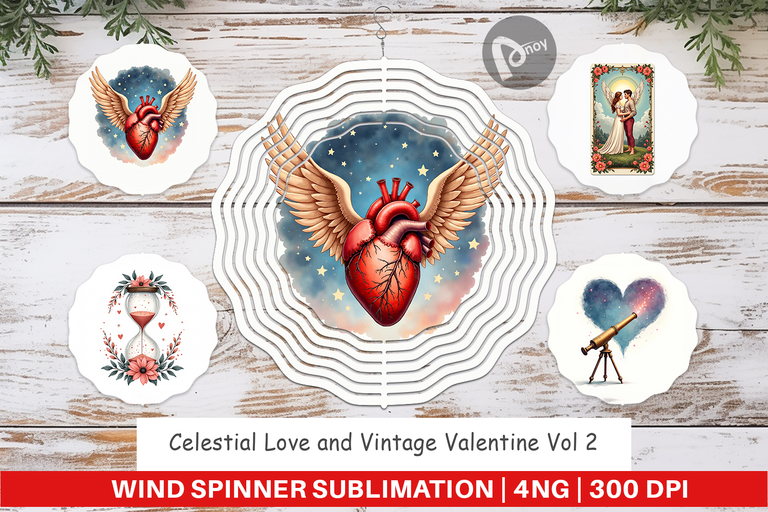 Celestial Vintage Valentine Wind Spinner product image 1