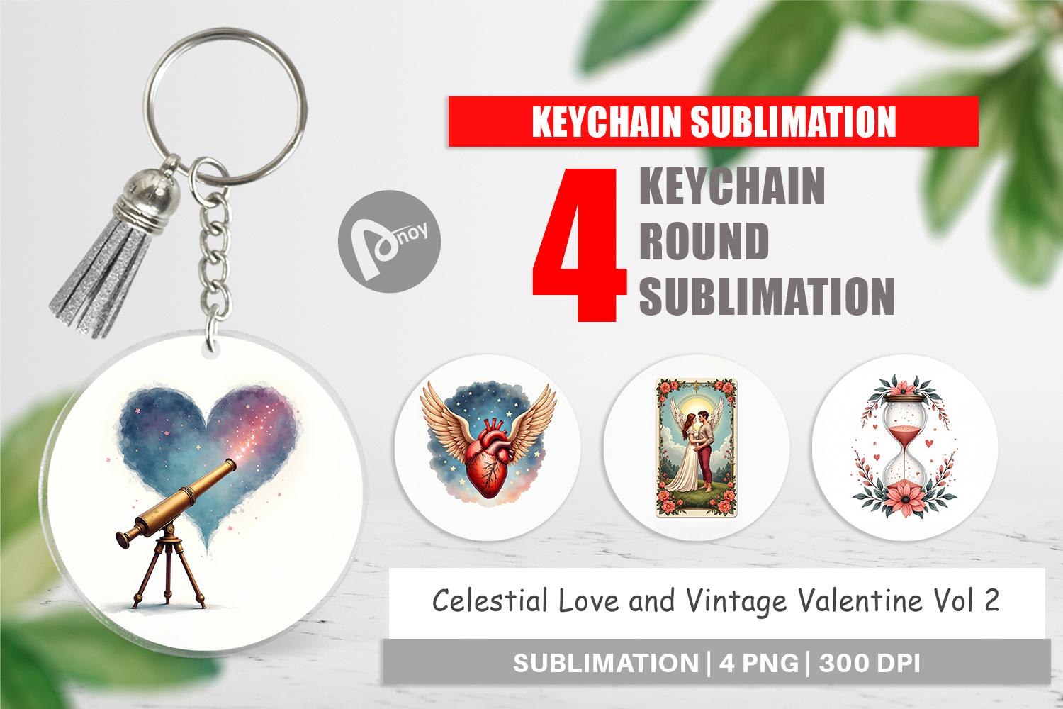 Celestial Vintage Valentine Keychain product image 1