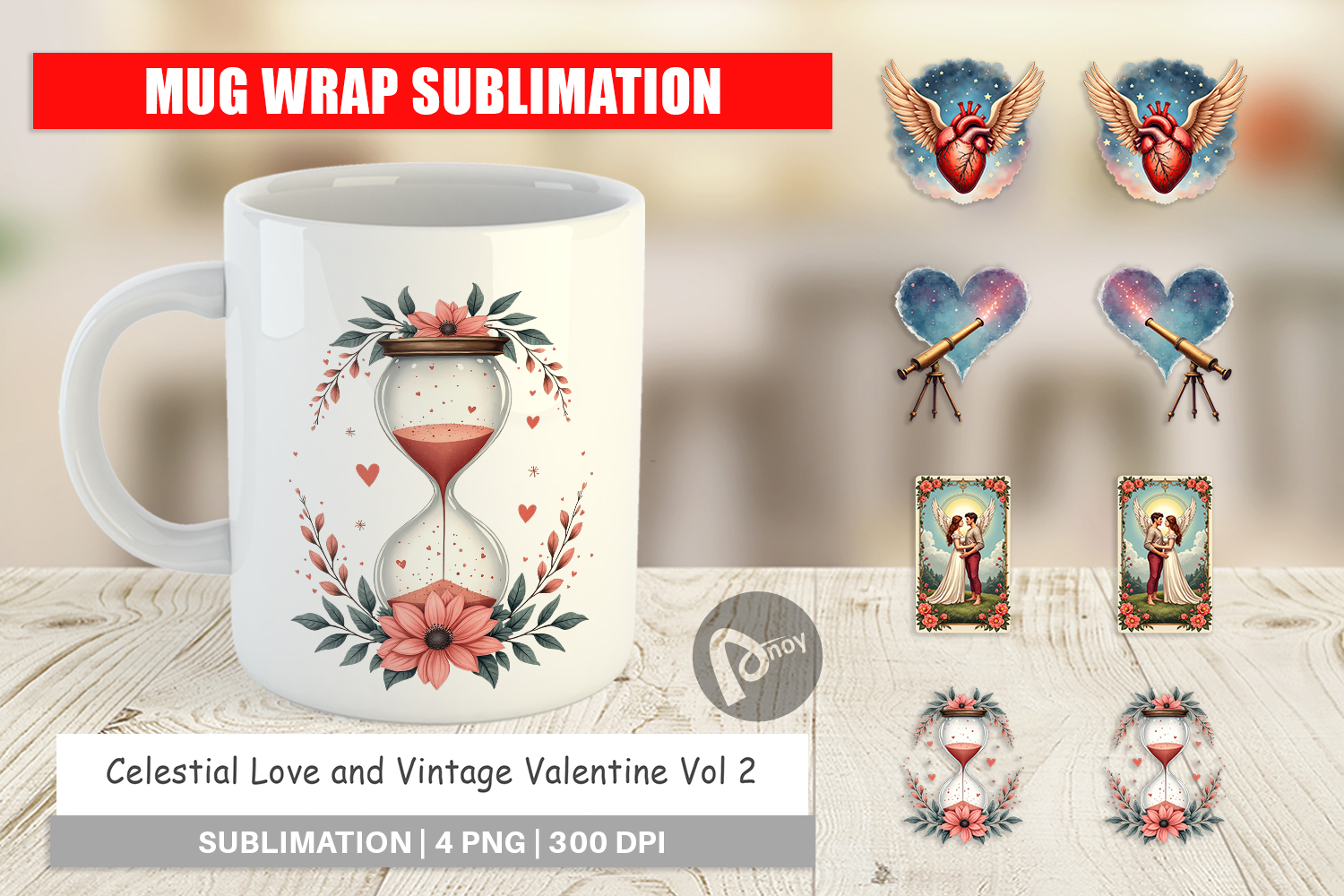 Celestial Vintage Valentine Mug Wrap product image 1