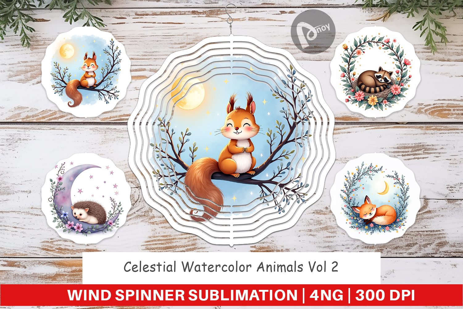 Wind Spinner Celestial Watercolor Animals product image 1
