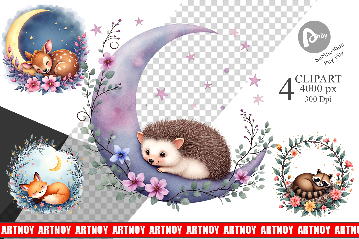Celestial Watercolor Animals Clipart product image 1