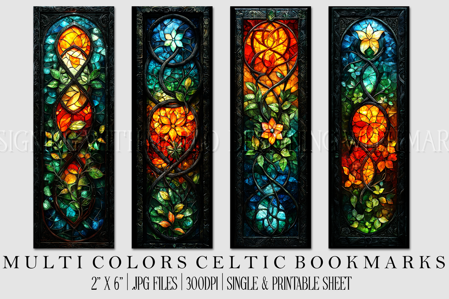Irish Celtic Bookmarks, Celtic Designs, Multi Color Bookmark product image 1