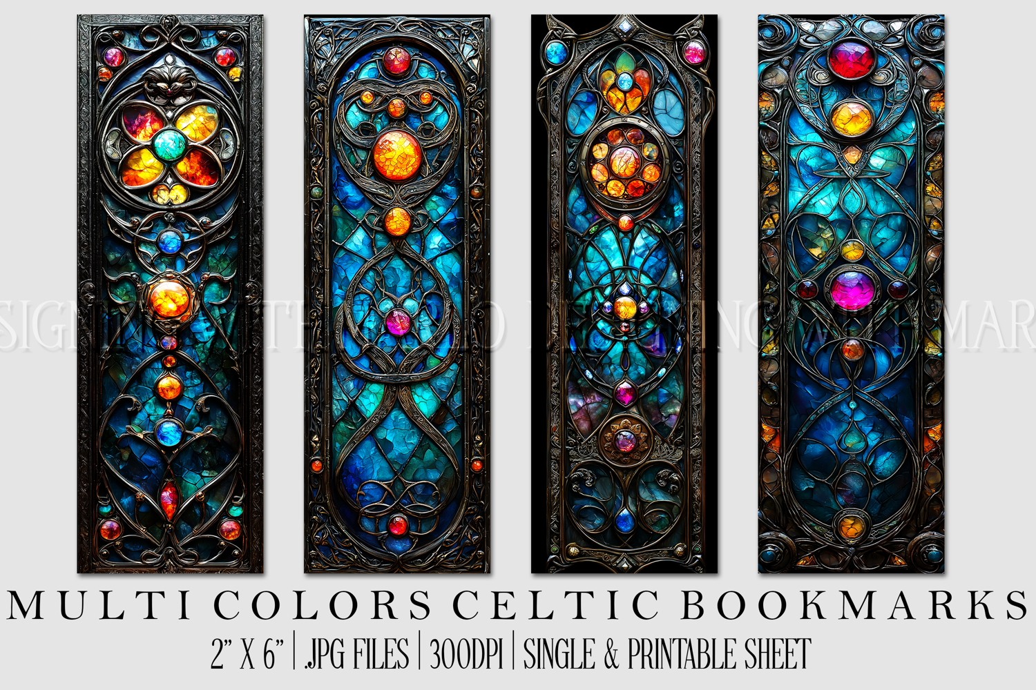 Irish Celtic Bookmarks, Celtic Designs, Multi Color Bookmark product image 1