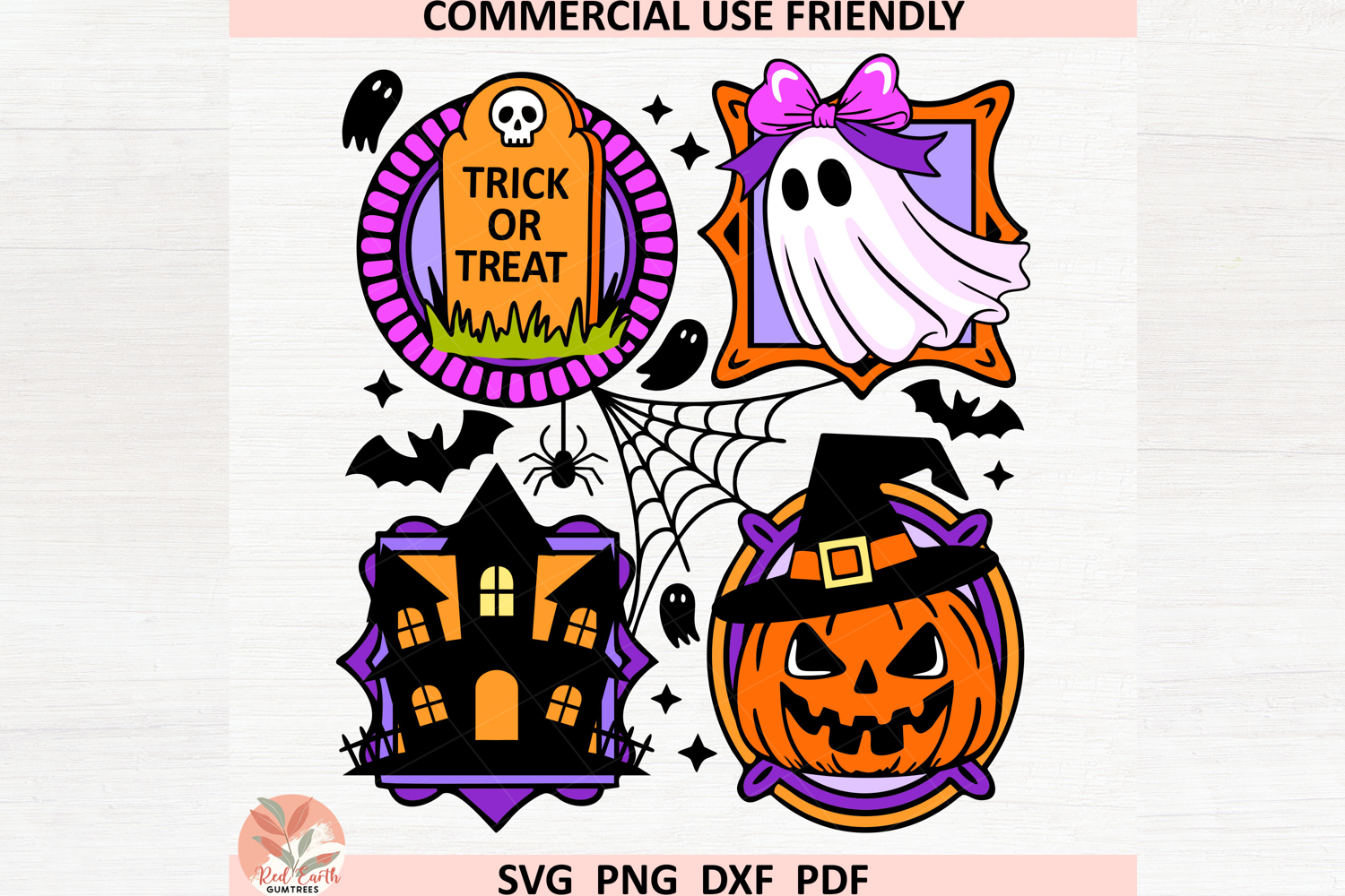 Trendy Retro neon Halloween spooky ghost collage svg png dxf product image 1